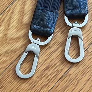 Longchamp- Black Nylon Strap with Silver Clips